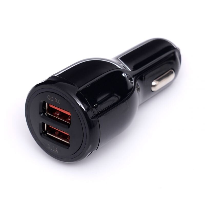 Įkroviklis automobilinis 12V/24V, 1USB/3,1A + 1USB greitas įkrovimas KD1235