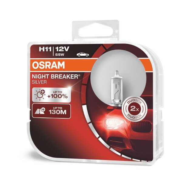 Osram lemputės SILVER +100%, H11, 55W, DUO 64211NBS-HCB