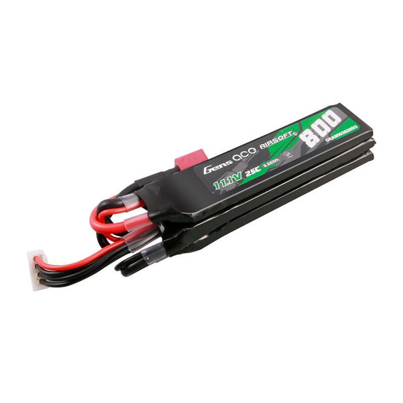 Gens ace 25C 800mAh 3S1P 11.1V NUNCHUCK 3X Airsoft pistoleto Lipo baterija su Deans(T) kištuku