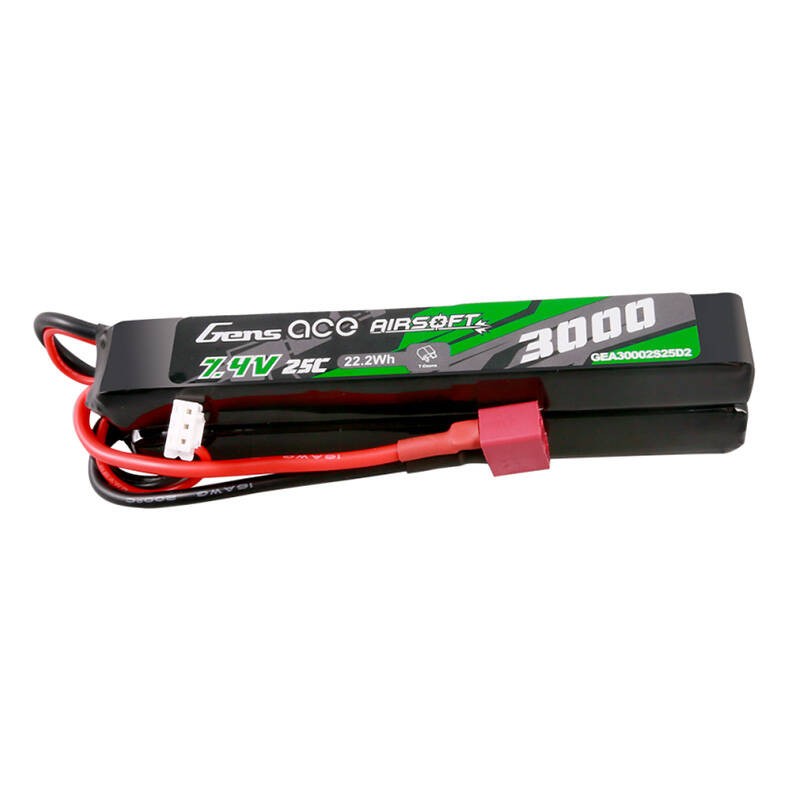 Gens ace 25C 3000mAh 2S2P 7.4V balno Airsoft Gun Lipo baterija su Mini Deans(T) kištuku