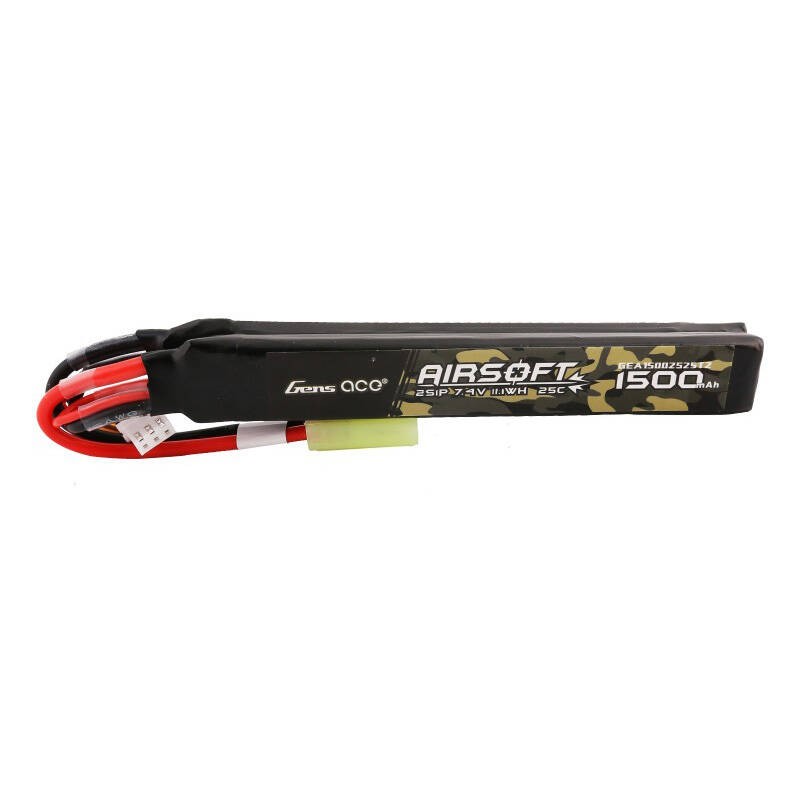 Gens ace 25C 1500mAh 2S1P 7.4V Nunchuck 2X Airsoft Gun Lipo baterija su mini Tamiya kištuku