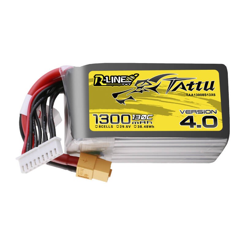 "Tattu R-Line" 4.0 versijos 1300 mAh 29,6 V 130C 8S1P lipo akumuliatorių paketas su XT60 kištuku