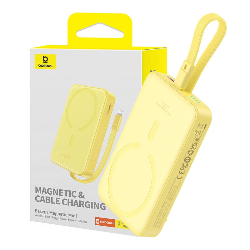 Maitinimo baterija Baseus Magnetic Mini 10000mAh 20W MagSafe (geltona)