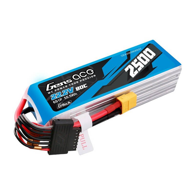 Gens ace G-Tech 2500mAh 22.2V 80C 6S1P Lipo akumuliatorius su XT60 kištuku