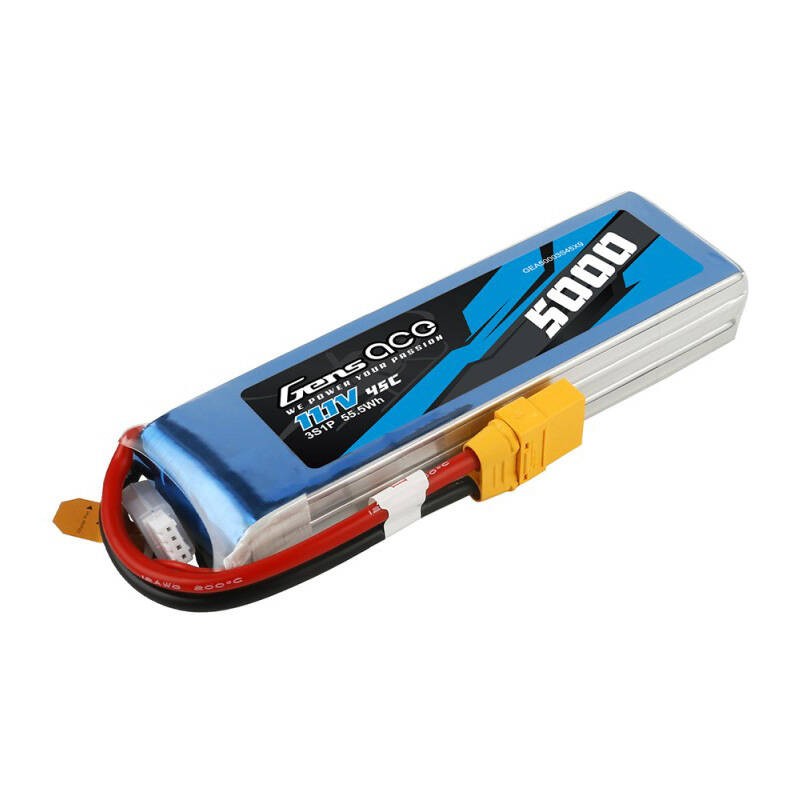 Gens ace 5000mAh 11.1V 45C 3S1P lipo baterija su XT90 kištuku