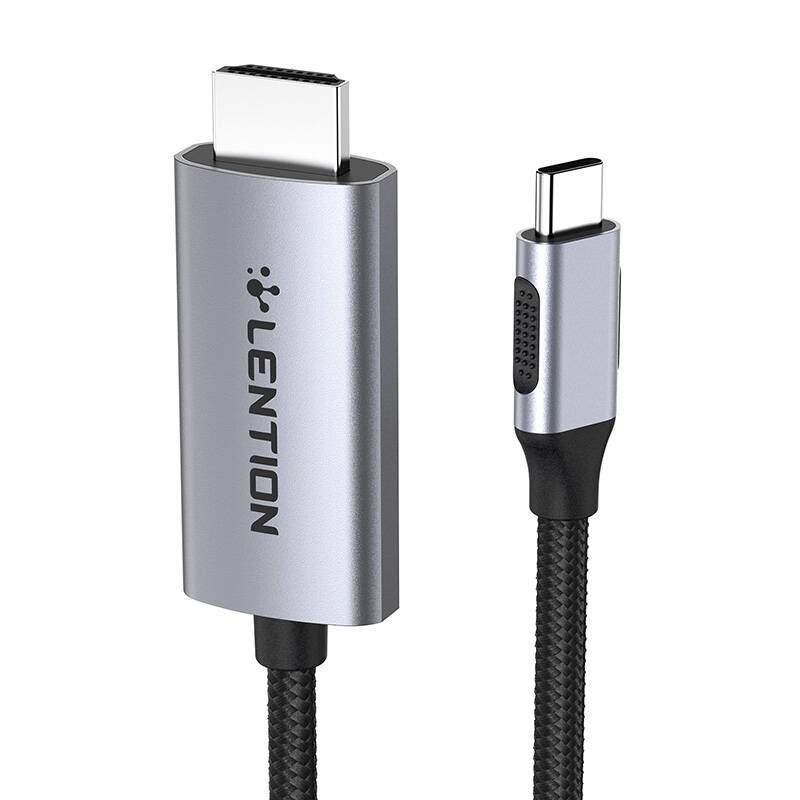 "Lention" USB-C ir 4K60Hz HDMI kabelis, 3 m (pilkas)