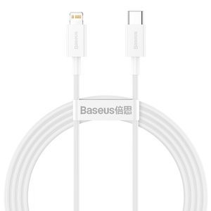 "Baseus Superior" serijos kabelis USB-C-Lightning, 20W, PD, 1,5 m (baltas)