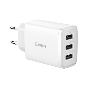 "Baseus" kompaktiškas greitasis įkroviklis, 3x USB, 17 W (baltas)