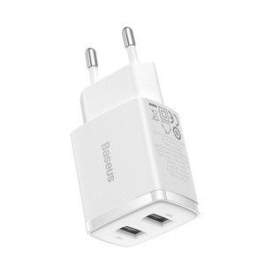 "Baseus" kompaktiškas greitasis įkroviklis, 2x USB, 10,5 W (baltas)