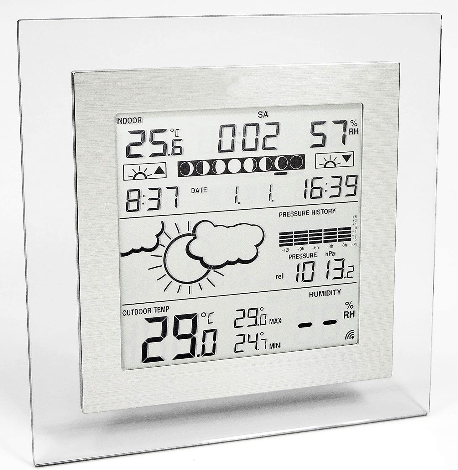 Technoline WS 9257-IT meteorologinė stotis su išoriniu jutikliu / aliuminio korpusu ir permatomu rėmu