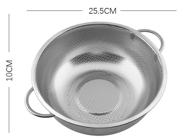 Nerūdijančio plieno sietelis vaisiams laikymui - Dydis: 10X25.5 cm
