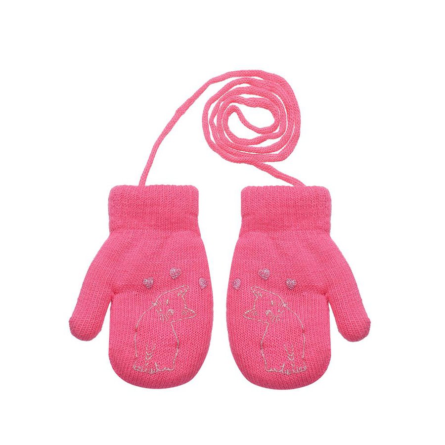 BeSNAZZY Megztos kumštinės pirštinės 13 cm R-124DB-pink/Vieno d.