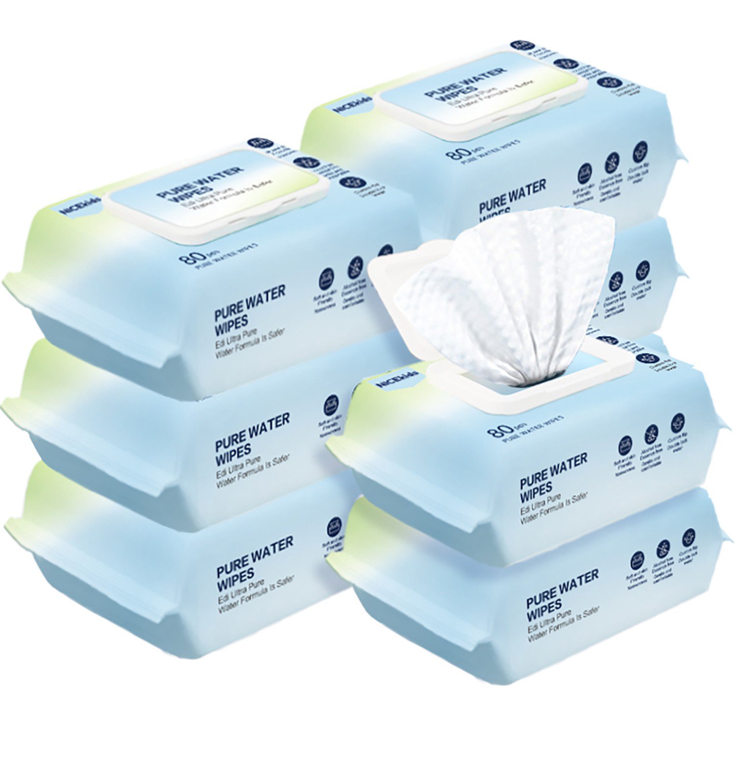Vaikiškos servetėlės - NiceKids PureWater, 12x80 vnt