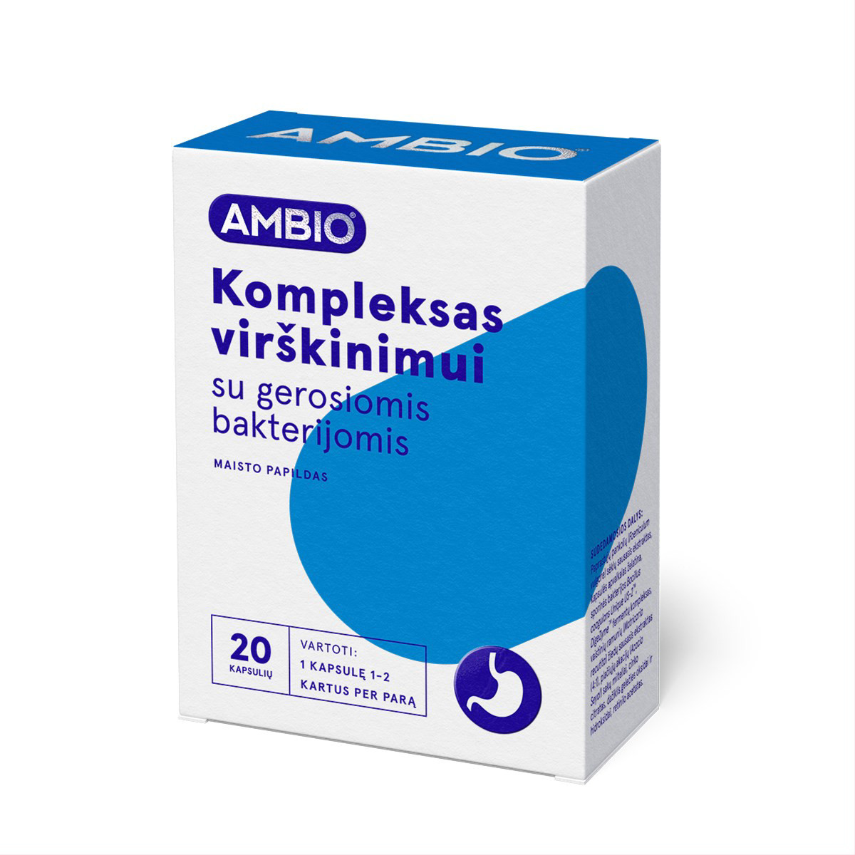 AMBIO KOMPLEKSAS VIRŠKINIMUI SU GEROSIOMIS BAKTERIJOS, 20 kapsulių