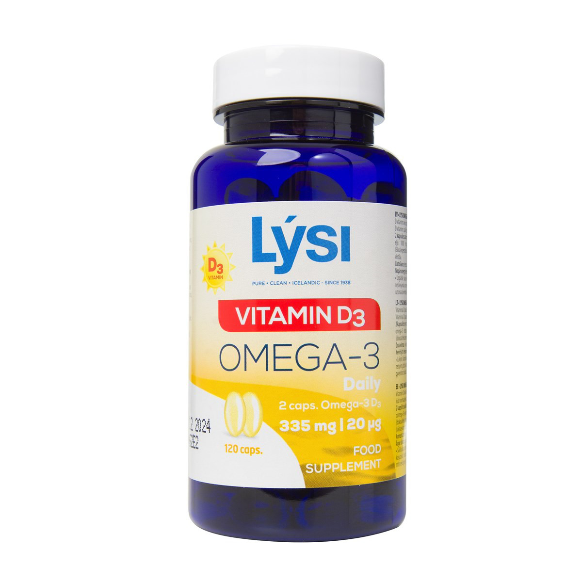 LYSI OMEGA-3 FISH OIL+ VITAMIN D3, 120 MINKŠTŲJŲ KAPSULIŲ