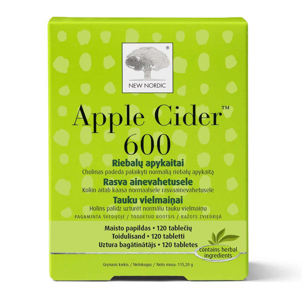 NEW NORDIC APPLE CIDER 600, 120 tablečių