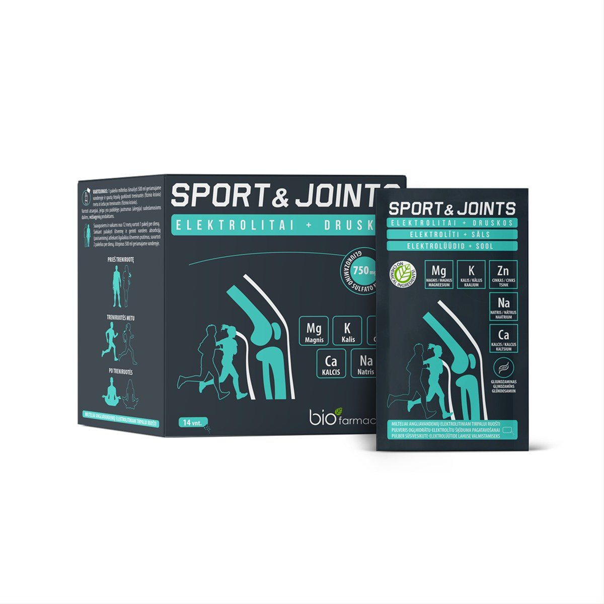 SPORT&JOINTS, milteliai angliavandenių elektrolitiniam tirpalui ruošti, 14 vnt.