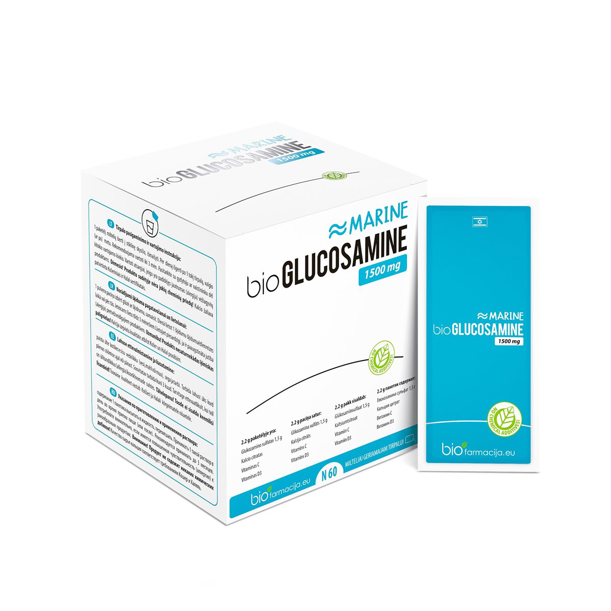BIOGLUCOSAMINE MARINE, 1500 mg, milteliai, 60 vnt.