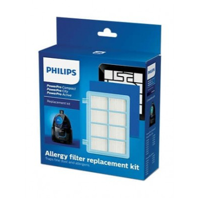 Philips Replacement Kit FC8010/02, Allergy H13 filter replacement kit compatible with Philips PowerPro Compact, PowerPro Active and PowerPro City ranges|FC8010/02