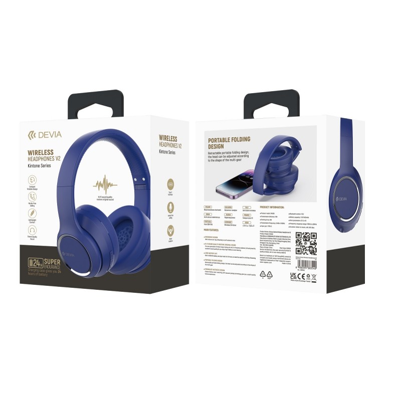 "Devia" "Bluetooth" ausinės Kintone blue