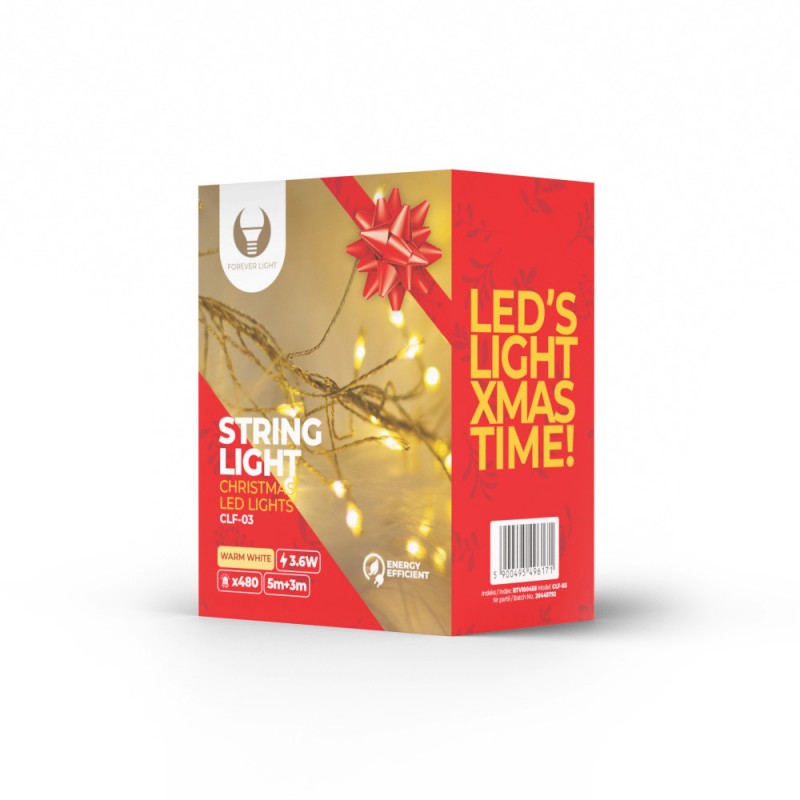 String Light GOLDEN TWIG CLF-03 480LED šiltai balta 3m + 5m Forever Light