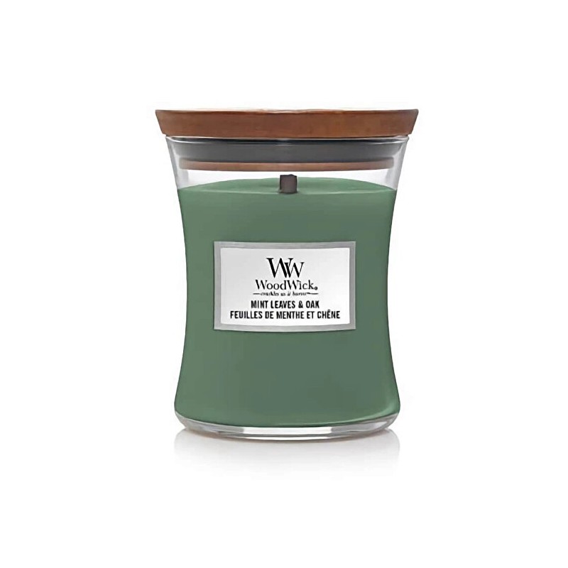 WoodWick Kvapiųjų žvakių vaza vidutinio dydžio Mėtų lapai - Ąžuolas 275 g