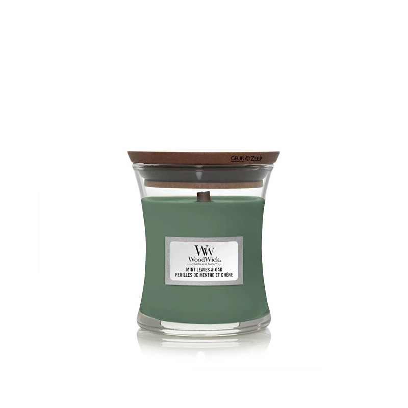 WoodWick Kvapiosios žvakės vazelė maža Mėtų lapai - Ąžuolas 85 g
