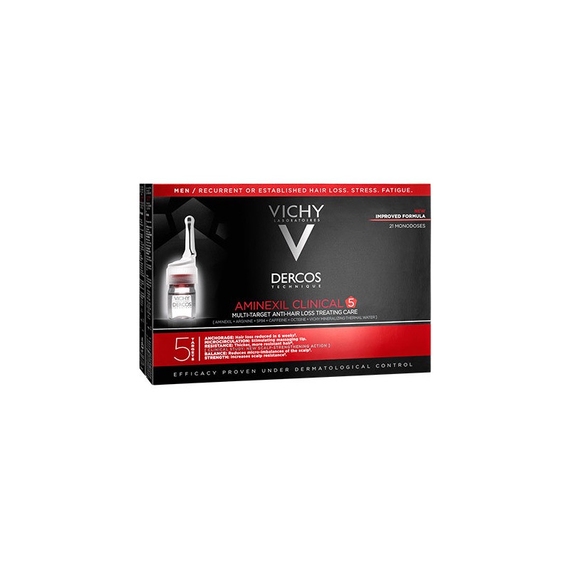 Vichy "Dercos Aminexil Clinical 5" daugiafunkcinė priemonė nuo plaukų slinkimo vyrams 21 x 6 ml