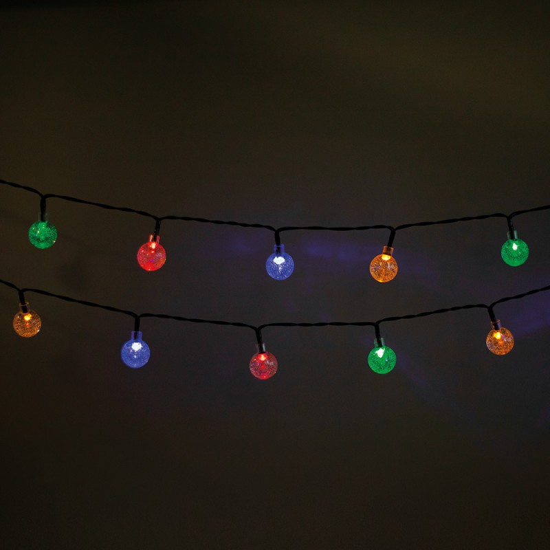 String Light saulės šviesos LED CRYSTAL BALLS SCB61 6,5m 30 kamuoliukų daugiaspalvė Forever Light