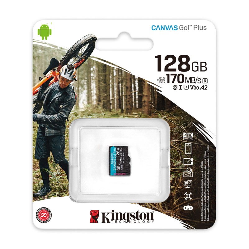 "Kingston" atminties kortelė 128GB microSDXC Canvas Go! Plus cl. 10 UHS-I 170 MB/s