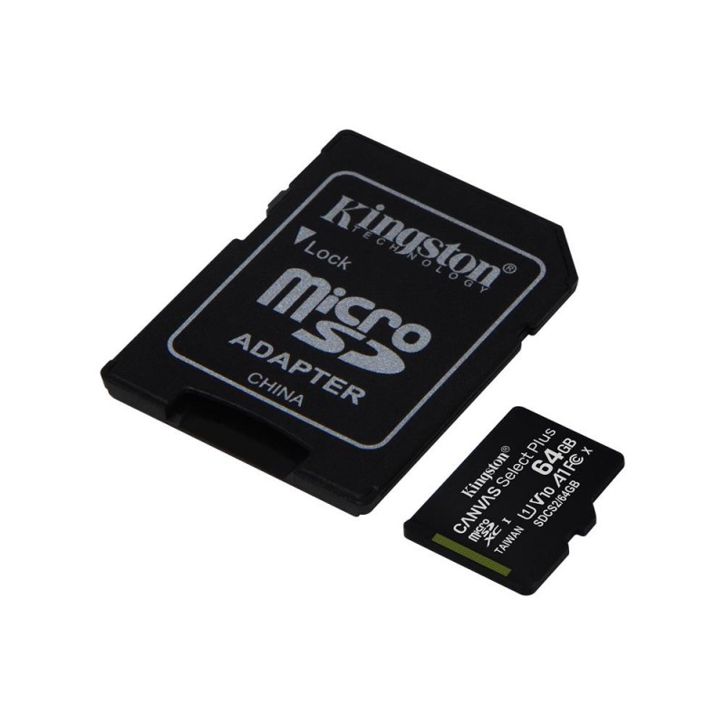 "Kingston" atminties kortelė 64GB microSDXC Canvas Select Plus kl. 10 UHS-I 100 MB/s + adapteris
