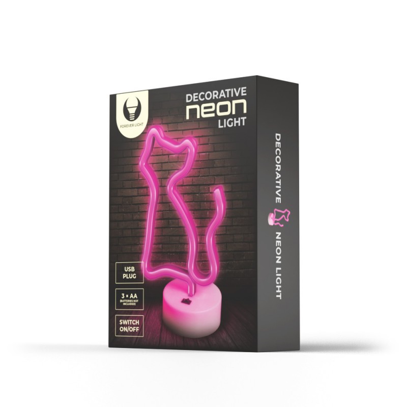 Neoninis LED ant stovo CAT rožinis USB FSNE02 Forever Light