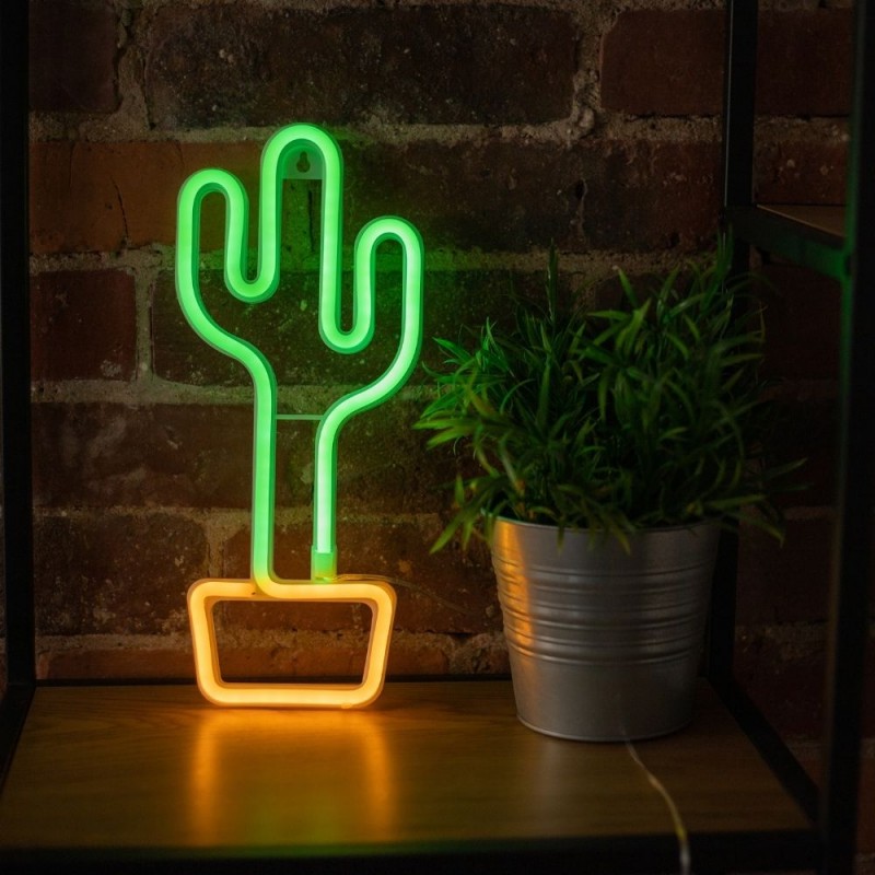Neoninė LED lemputė CACTUS oranžinė žalia Šikšnosparnis + USB FLNEO2 Forever Light