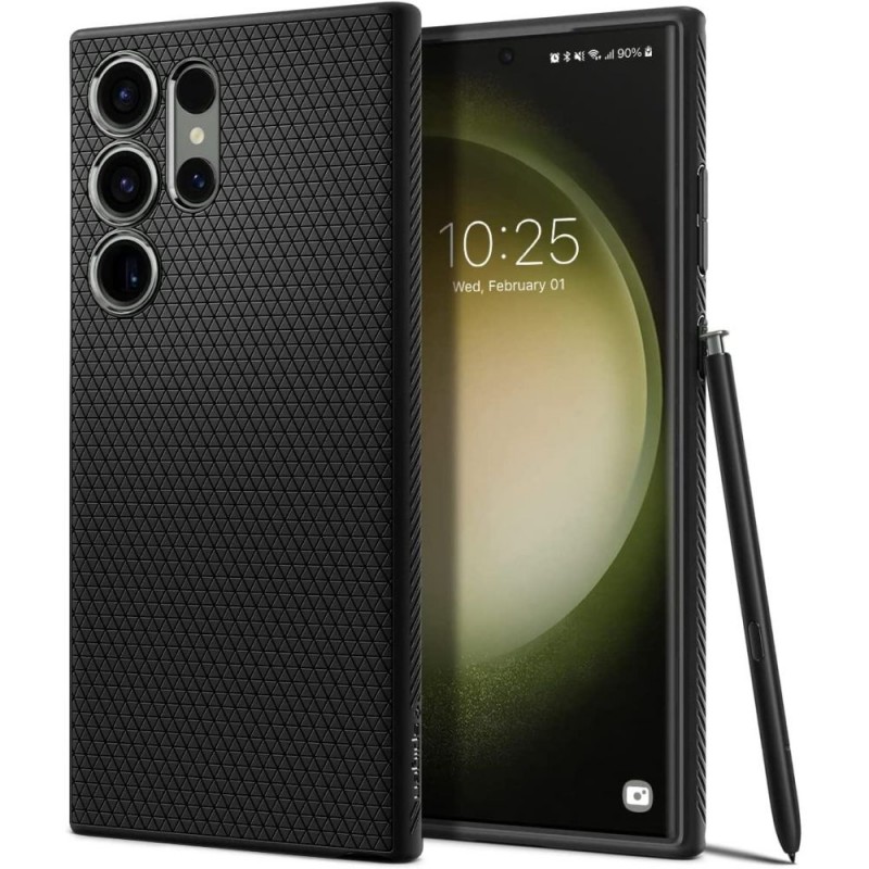 Spigen dėklas "Liquid Air", skirtas "Samsung Galaxy S23 Ultra", matinis, juodas