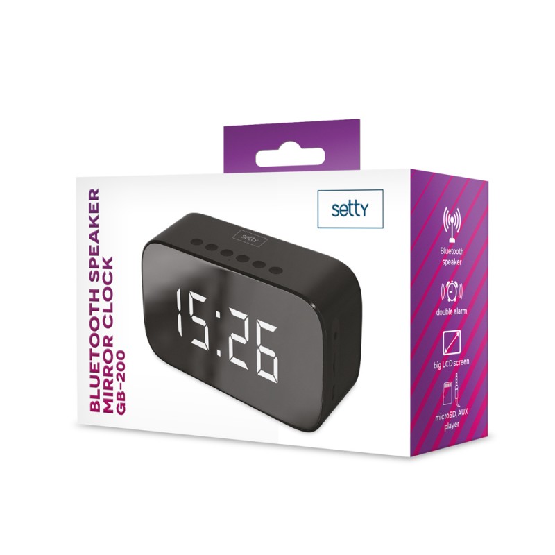 "Setty" "Bluetooth" garsiakalbis Veidrodinis laikrodis GB-200 juodas