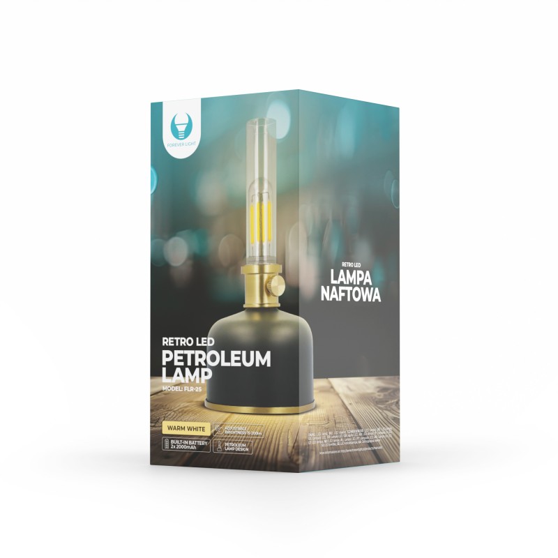 "Retro Petroleum" LED lempa juoda FLR-25 Forever Light