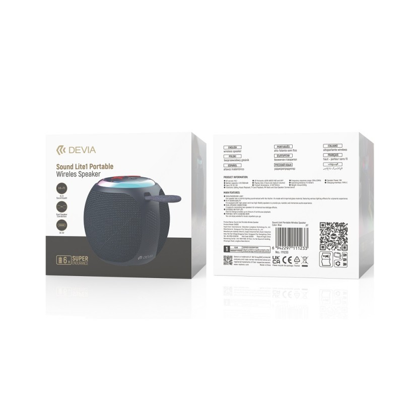 "Devia" "Bluetooth" garsiakalbis "Lite1" mėlynas