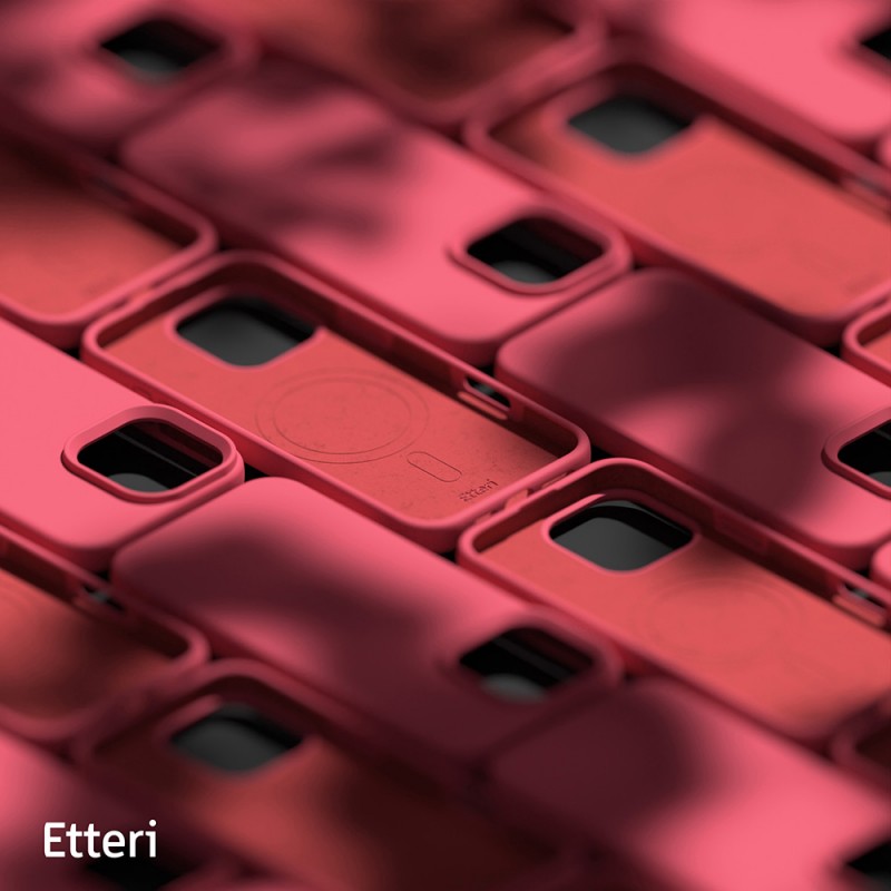 "Etteri" silikoninis magnetinis dėklas "iPhone 16 Pro" 6.3 avietinis
