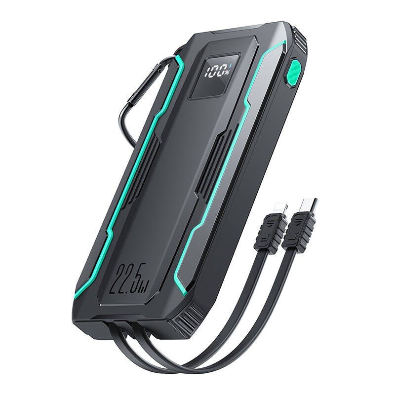 Maitinimo baterija "Joyroom JR-L017" 10000 mAh, 22,5 W, su "Lightning" + USB-C kabeliu (czarny)