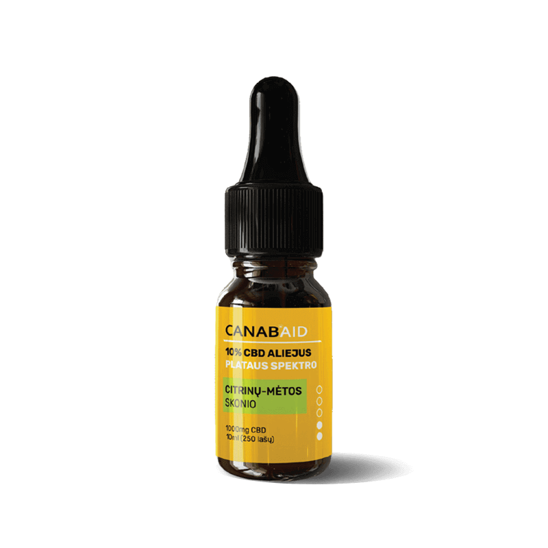 CANABAID Plataus Spektro CBD Kanapių Aliejus 10% (Citrinų ir Mėtų sk.)