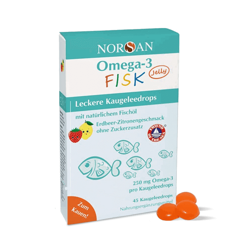 NORSAN, OMEGA-3 FISK JELLY, BRAŠKIŲ CITRINŲ SKONIO guminukai