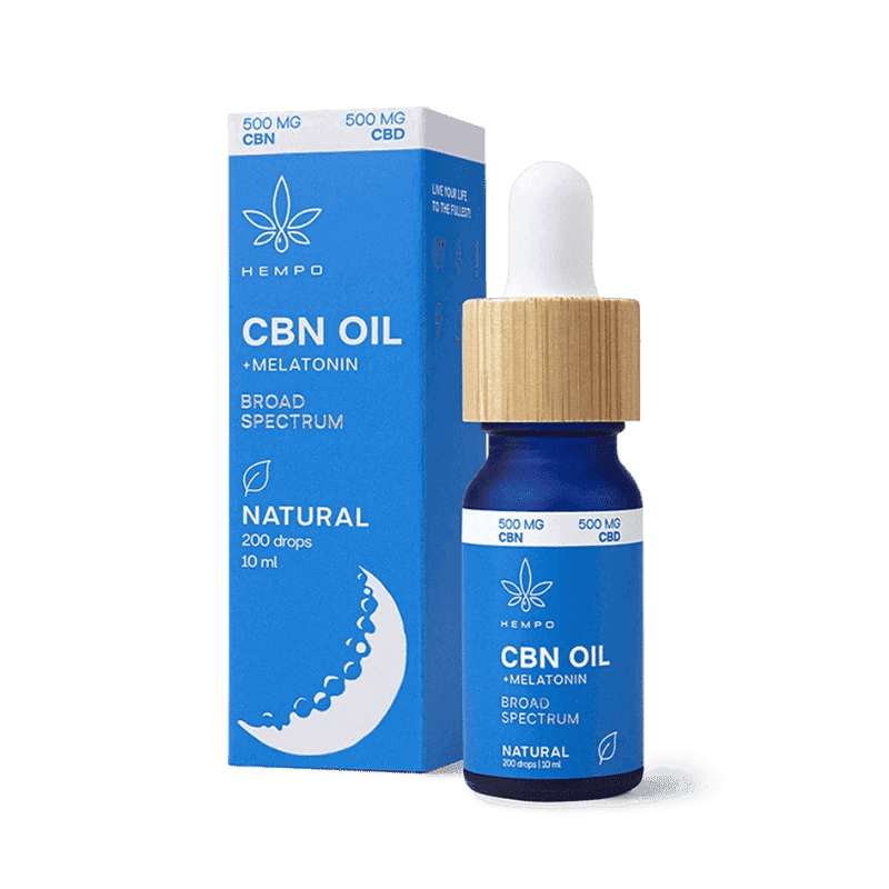 HEMPO Plataus spektro kanapių aliejus - 2,5% CBN + 2,5% CBD + melatoninas
