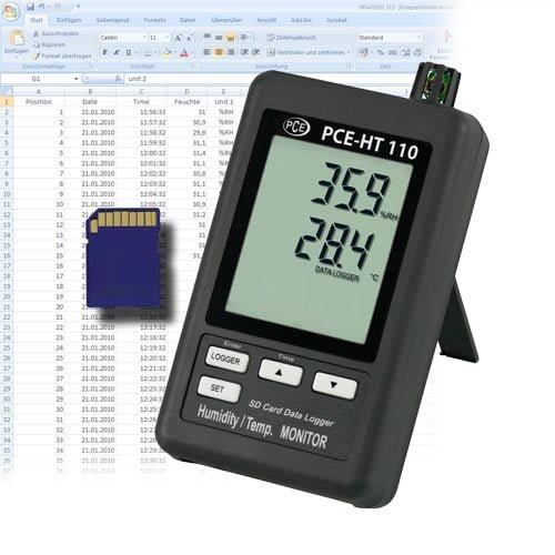 Oro kokybės temperatūros drėgmės matuoklis PCE HT110