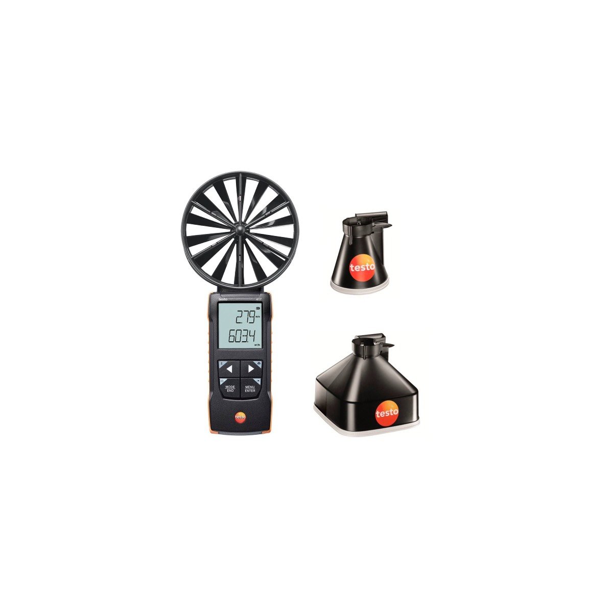 Testo 417 Kit 1 mentelinis anemometras su aplikacija ir gaubtais ir metrologine patikra