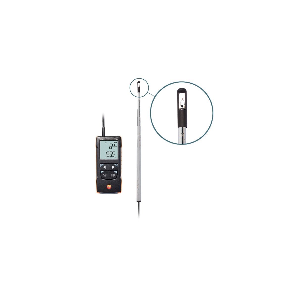 Testo 425 skaitmeninis terminis anemometras su aplikacija su metrologine patikra