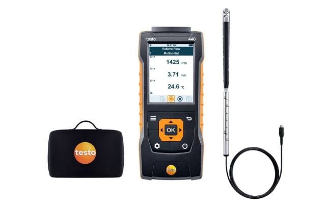 Testo 440 anemometro komplektas su 16 mm mentele