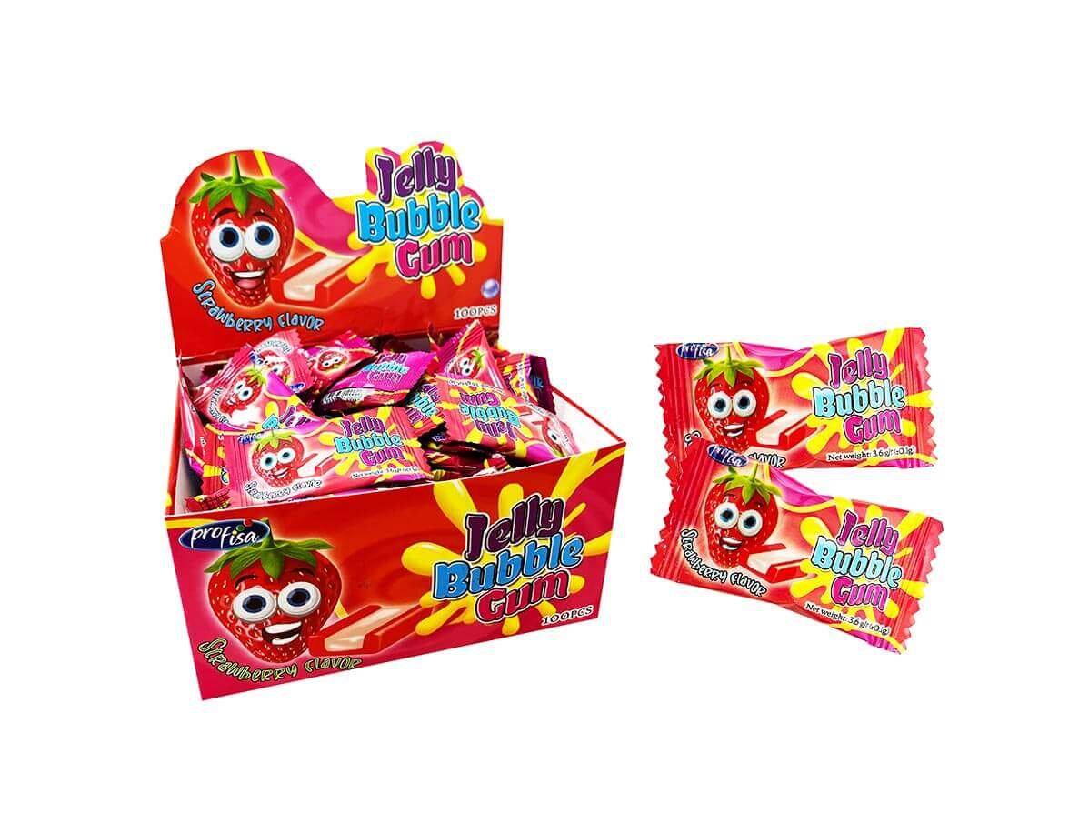 Kramtomoji guma JELLY BUBBLE GUM (Braškių sk.)