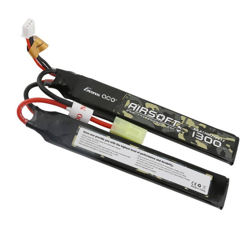 Gens ace 25C 1300 mAh 2S1P 7.4 V „saddle“ tipo laisvalaikio ginklo lipo baterija su mini Tamiya jungtimi