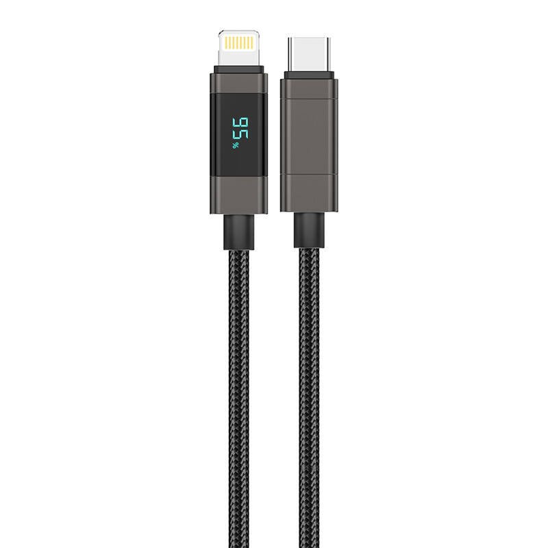 Foneng XS05 PD27W 1,2 m ilgio USB-C ir Lightning kabelis (juodas)