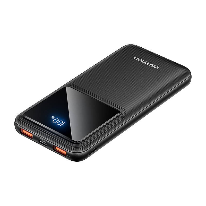 Powerbank, Vention, FHKB0, 10000mAh, Micro-USB, USB-C, 2xUSB-A, 22.5W (juodas)